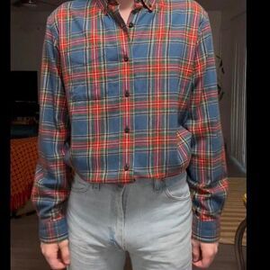 L.L.Bean Blue and Red Flannel Button-Up shirt